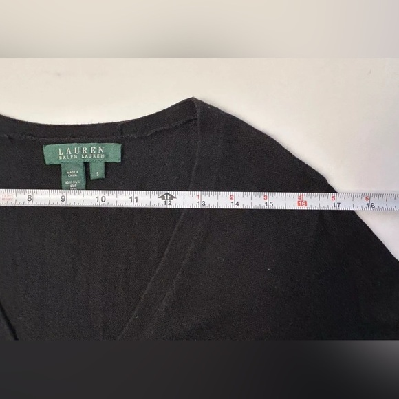 Lauren Ralph Lauren Silk Cashmere Blend Black Cardigan S Rhinestone Button Up - Picture 8 of 11